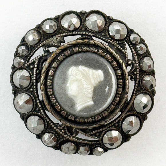 Glass Cameo Portrait with Steel Border